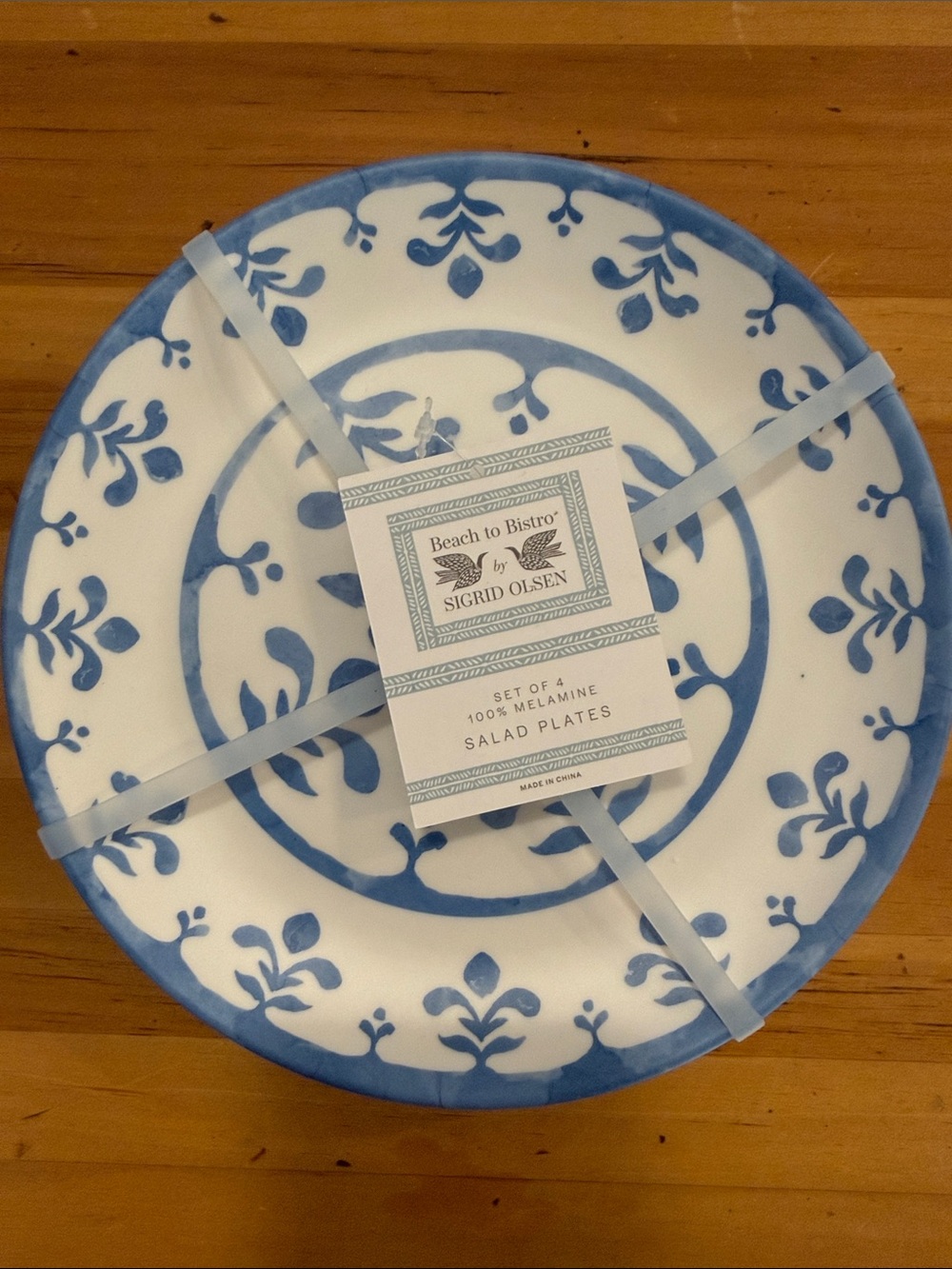 NWT Set-of-4 100% Melamine 7.5” Salad Plates, “Beach to Bistro” by Sigrid Olsen